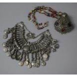 An Eastern Jewelled White Metal Necklace Plus Similar Ottoman Style Example