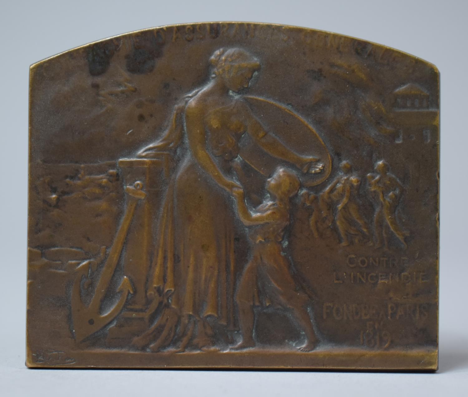 A French Bronze Plaque Commemorating the Centenary of French Insurer Ordornnance Royale Founded 14th - Image 2 of 2