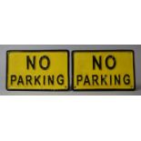 A Pair of Modern Cast Metal 'No Parking' Signs, 17.5x11cm