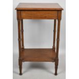 An Edwardian Oak Rectangular Topped Occasional Table on Turned Supports with Stretcher Shelf, 45.