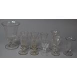 A Collection of Various 19th Century Drinking Glasses to Comprise Five Examples Having Conical Bowls
