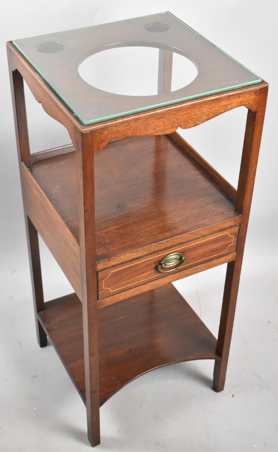 A 19th Century Mahogany Gentleman's Washstand with Circular Cut Outs to Top for Washbowl etc,