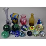 A Collection of Various Coloured Glassware to Comprise Eleven Various Paperweight to Include Example
