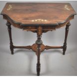 A Late 19th Century Inlaid Rosewood Shaped Front Side Table with Turned Supports, 78.5cm wide