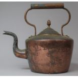 A Late 19th Century Large Copper Kettle with Acorn Finials, 30cm high