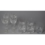 A Small Collection of Cut Glassware to Comprise Tumblers and Four Matching Wines Together a Single