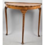 A Mid 20th Century Walnut Demi Lune Side Table, 75cm Wide