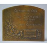 A French Bronze Plaque Commemorating the Centenary of French Insurer Ordornnance Royale Founded 14th