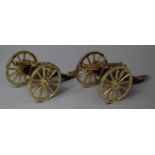 Two Wooden and Brass Models of Field Cannon, 20cm Long