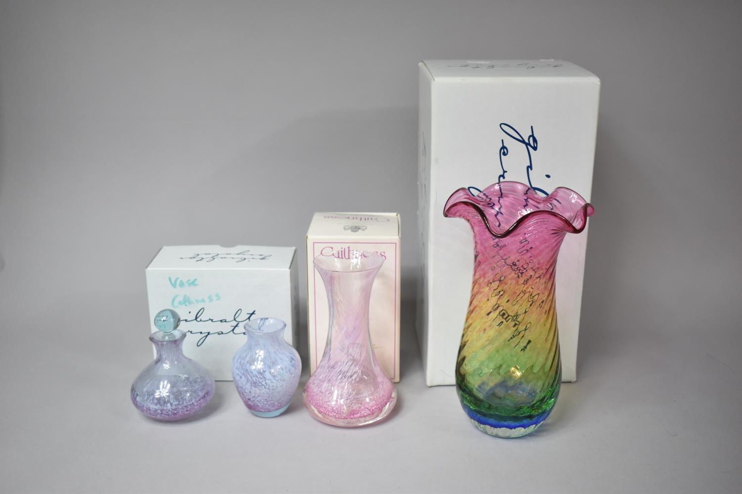 A Collection of Coloured Glassware to Comprise Gibraltar Crystal Glass Vase, Gibraltar Crystal Glass