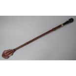 A Novelty Plaited Leather Riding Sword/Whip with Horn Handle in the Form of a Horse's Hoof and