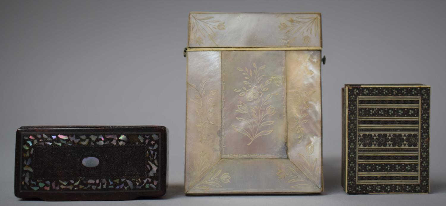 A Mother of Pearl Card Case in Need of Attention with Detached Hinge, Inlaid Visakhapatnam - Image 2 of 2