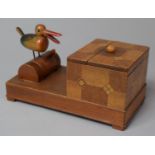 A Mid 20th Century Novelty Treen Cigarette Dispenser in the Form of a Pecking Bird, 17.5cm wide