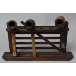 A Novelty Treen Pipe Rack in the Form of a Five Bar Gate, 29cm Wide, Complete with Three Vintage
