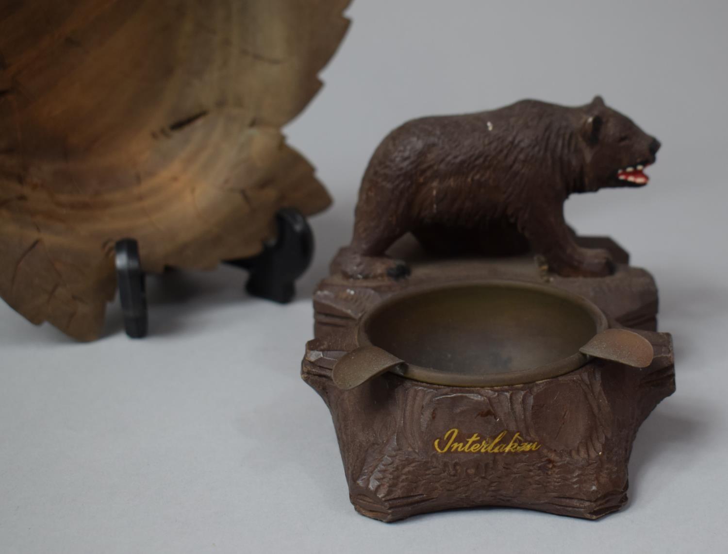 A Black Forest Carved Wooden Novelty Ashtray In the Form of a Bear Together with a Carved Wooden - Image 2 of 3