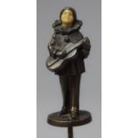 A Bronze Effect Figural Mount in the Form a Clown Playing Instrument, Probably French Art Deco,