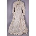 A Mid 20th Century Ivory Wedding Dress, Some Marks and Stains
