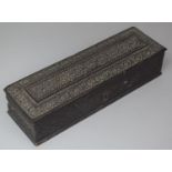 A 19th Century Intricately Carved Ebony Pen Box with Hinged Lid, 26.5cm wide