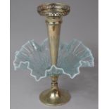An Edwardian Silver Plated and Blue Vaseline Glass Single Epergne Stand, 30cm high