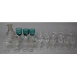 A Collection of Various 19th Century and Later Glass to Comprise Green Examples, Knopped Stemmed