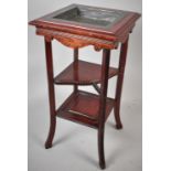 A Mahogany Reproduction Whatnot Plant Stand with Two Shelves and Inset Lead Tray, 79.5 High