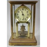 A Good Quality Four Glass Brass Cased Pillar Clock with Gustav Becker Movement, 27cm high, Working