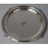 A Heavy Sheffield Plated Circular Card Tray with Armorial Design to Centre, 28cm Diameter