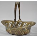 An Edwardian Pierced Silver Plated Oval Basket with Pierced Body and Loop Handle, Stamped "Sterling"