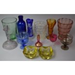 A Collection of Various Coloured Glassware to comprise Vases, Ashtrays Etc