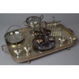 A Collection of Various Silver Plated Items to include Galleried Two Handled Serving Tray
