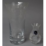 A Royal Scot Crystal Hand Cut Vase, 20cm High Together with Stuart Crystal Small Vase with Similar