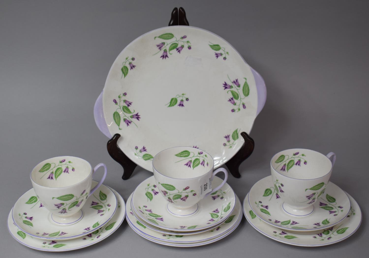 A Shelley Part Floral Pattern Teaset Comprising Three Cups, Four Saucers and Side Plates and a