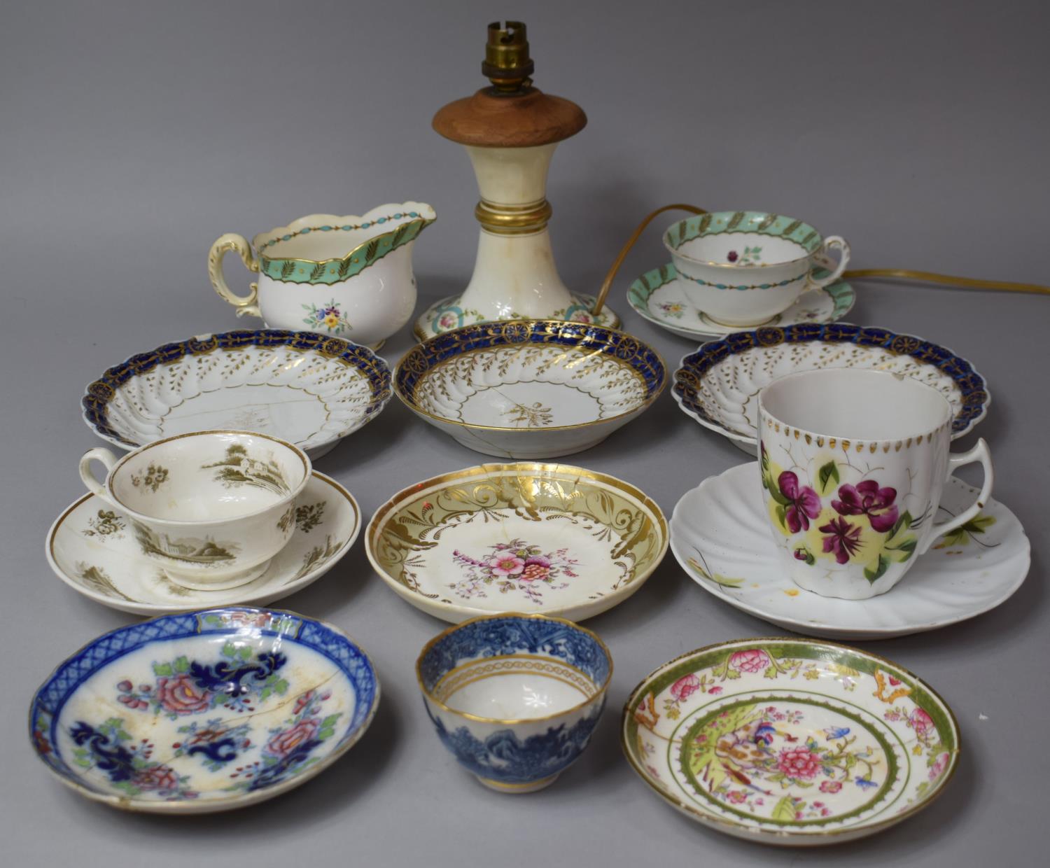 A Collection of Various 19th Century Ceramics to comprise Teacups and Saucers, Royal Worcester