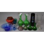 A Collection of Various 19th Century and Later Glassware to comprise Green Glass Ewers, Vases,