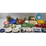 A Collection of Various Tins, Advertising Ashtrays, Bottles etc