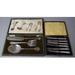 A Collection of Various Silverplated Items to comprise Butter Knives, Sugar Tongs Etc