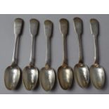 A Set of Sive Victorian Silver Teaspoons, Hallmarks for 1865, 165g