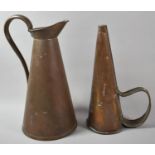 A 19th Century Copper Ale Warmer of Conical Form Together with a Copper Ewer, 29cm high