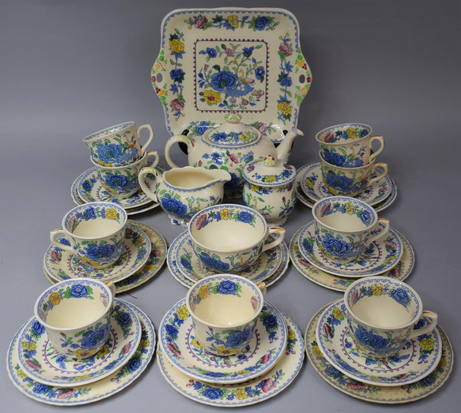 A Collection of Masons Regency Pattern Teawares to comprise Teapot, Lidded Sugar, Jug, Cake Plate,