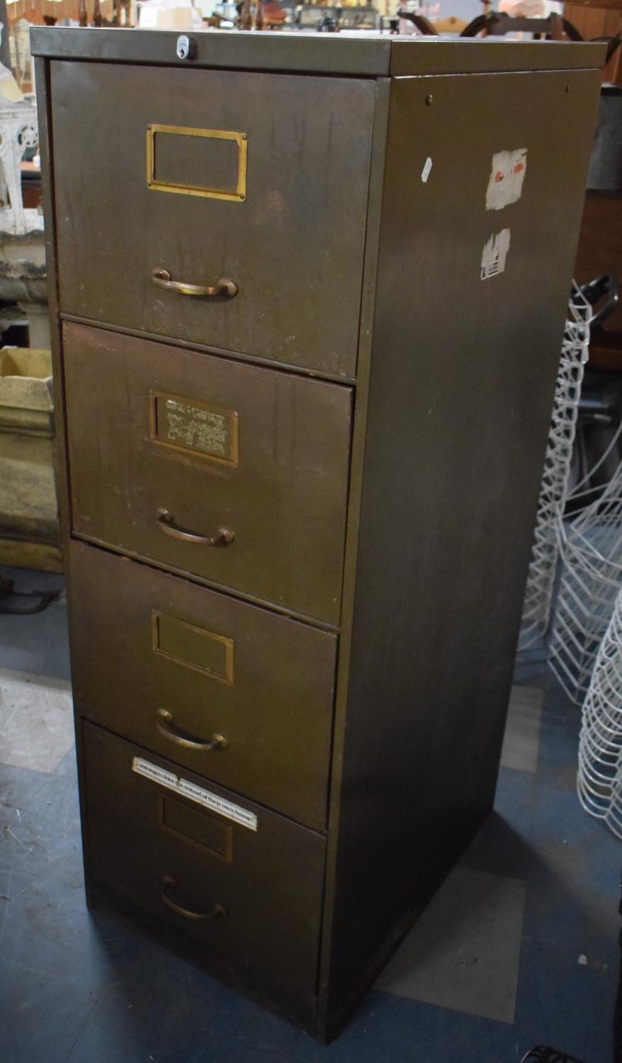 A Vintage Four Drawer Metal Filing Cabinet, No Key