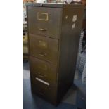 A Vintage Four Drawer Metal Filing Cabinet, No Key