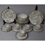 A Japanese Egg Shell Teaset to Comprise Plates, Saucers, Cups and Sugar Bowl
