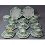 A Grafton China Decorated Green Floral Teaset to comprise Nine Cups, Twelve Saucers, Eleven Side