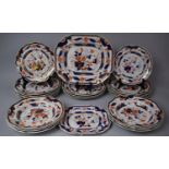 A Mid/Late 19th Century Ironstone Imari Dinner Set Comprising Twelve Large Plates, Two Smaller