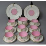 An Early/Mid 20th Century Gilt, White and Pink Minton Teaset to comprise Eight Cups, Sugar Bowl,