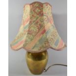 A Mid 20th Century Brass Vase Shaped Table Lamp and Shade, Overall Height 50cm