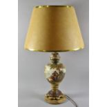 A Continental Ceramic Vase Shaped Table Lamp on Circular Onyx Base, the Body Decorated with 18th