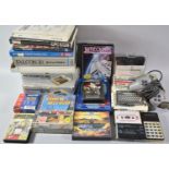 A Collection of Various Vintage Computer Books, Games, Controllers, Cassette Units Relating to