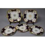 A Collection of Various Coalport Batwing China to comprise Two Two Handled Plates and Three circa