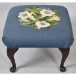 A Modern Tapestry Topped Rectangular Stool on Mahogany Cabriole Supports, 41cm wide